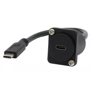 EXSYS EX-49166 D-typ adaptérový kábel USB-C konektor samica na samec, USB 3.2 Gen 2, 20 cm, čierna