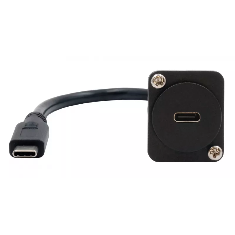 EXSYS EX-49166 D-typ adaptérový kábel USB-C konektor samica na samec, USB 3.2 Gen 2, 20 cm, čierny