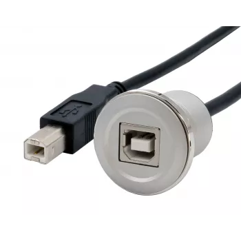 EXSYS EX-49182 USB 2.0 montážny adaptérový kábel, USB B konektor samica na USB B konektor samec, 30 cm, kovové puzdro