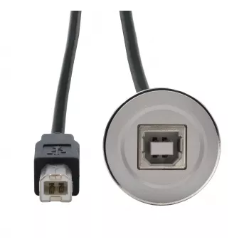 EXSYS EX-49182 USB 2.0 montážny adaptérový kábel, USB B konektor samica na USB B konektor samec, 30 cm, kovové puzdro