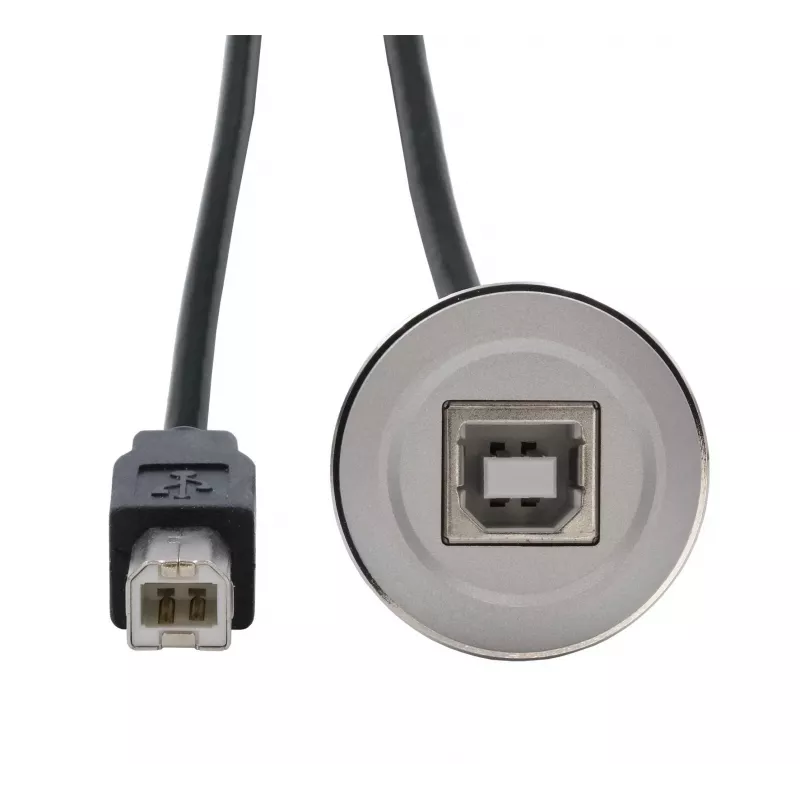 EXSYS EX-49182 USB 2.0 montážny adaptérový kábel, USB B konektor samica na USB B konektor samec, 30 cm, kovové puzdro