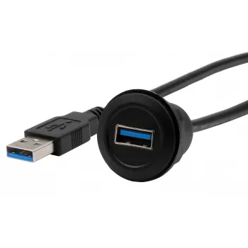 EXSYS EX-49220 USB 3.2 Gen 1 montážny adaptérový kábel, Type-A konektor samica na samec, 30 cm, čierna