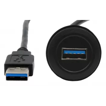 EXSYS EX-49220 USB 3.2 Gen 1 montážny adaptérový kábel, Type-A konektor samica na samec, 30 cm, čierna