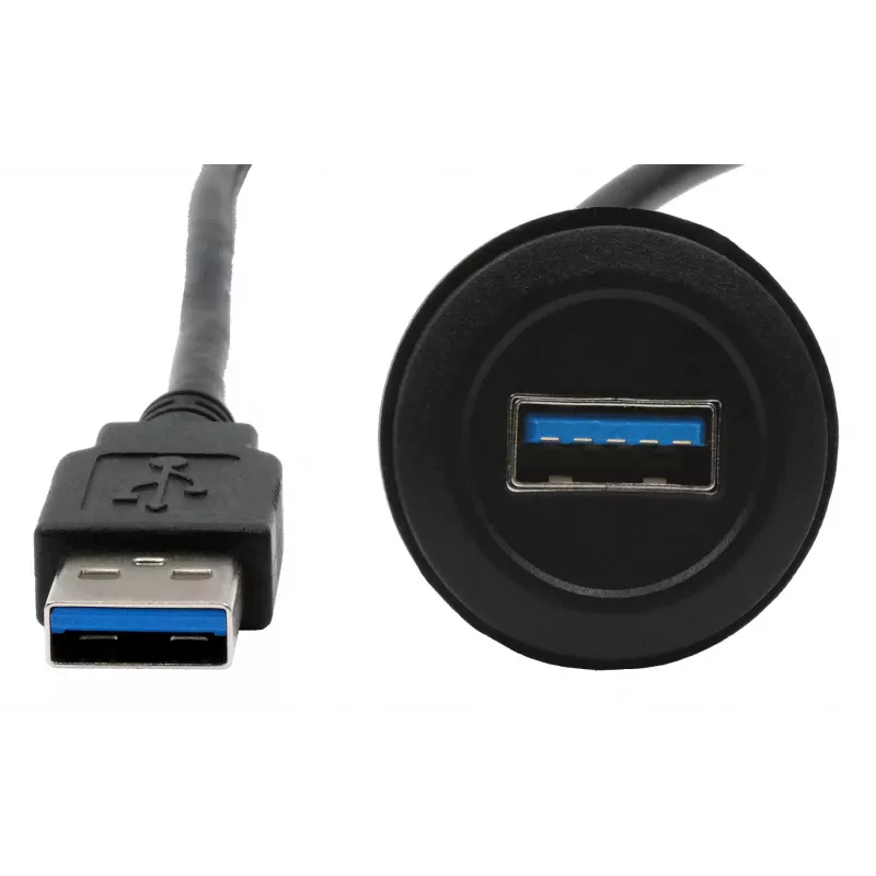 EXSYS EX-49220 USB 3.2 Gen 1 montážny adaptérový kábel, Type-A konektor samica na samec, 30 cm, čierna