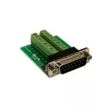 EXSYS EX-49010 adaptér 15-pin D-SUB konektor samica na 16-pin skrutkovaciu svorkovnicu, zelený/strieborný