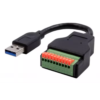 EXSYS EX-49127 adaptérový kábel USB-A konektor samec na 10-pin svorkovnicu s tlačidlom, USB 3.2 Gen 1, 15 cm