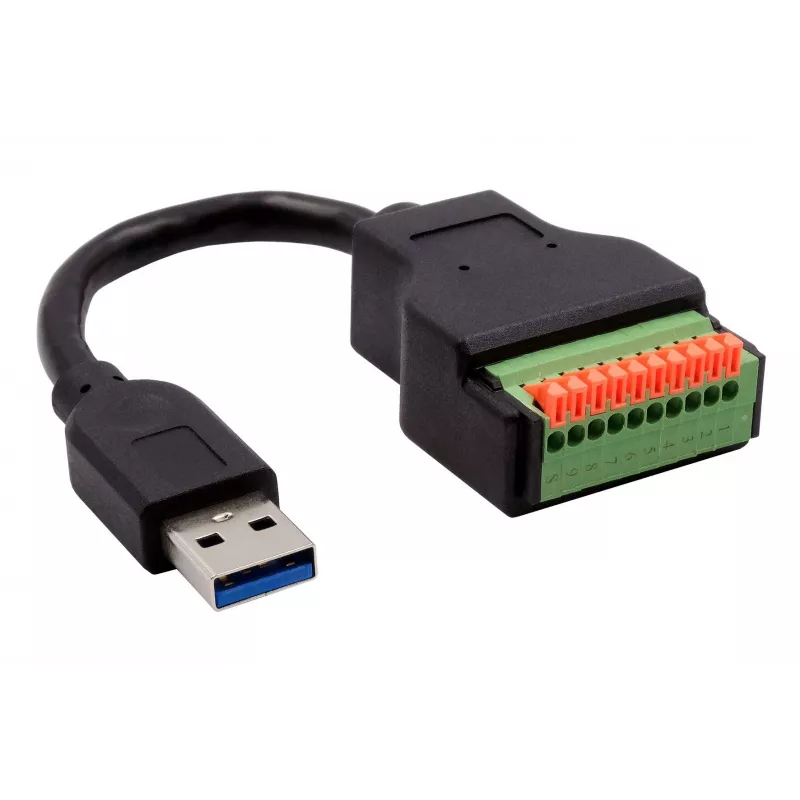 EXSYS EX-49127 adaptérový kábel USB-A konektor samec na 10-pin svorkovnicu s tlačidlom, USB 3.2 Gen 1, 15 cm