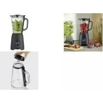 SEVERIN stolný mixér SM 3722, 600 W, matná čierna, odnímateľná 1,5 L sklenená nádoba bez BPA, veko s odmerkou, nerezové čepele, 2 rýchlosti, pulzná funkcia, drvenie ľadu