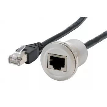 EXSYS EX-49184 panelový adaptérový kábel, RJ45 konektor samica na samec, 30 cm, tienený, kov