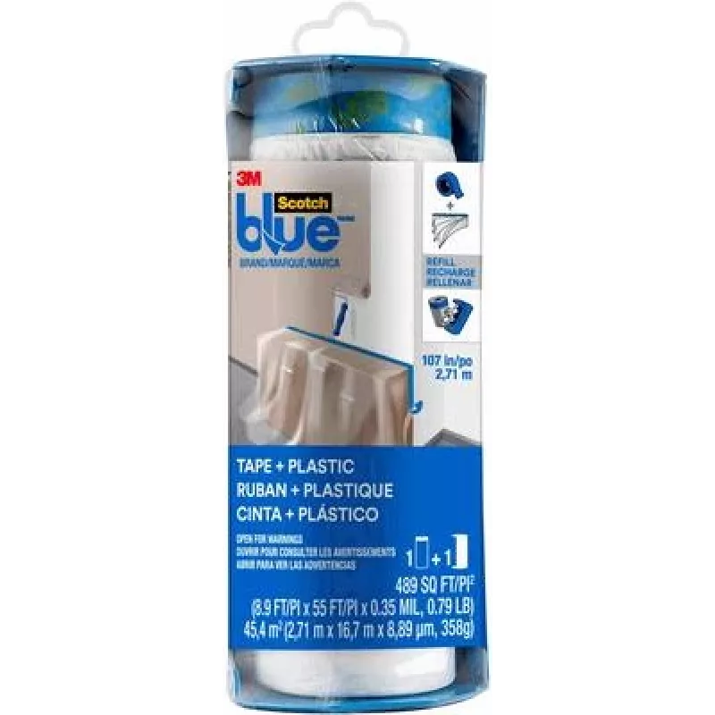 3M PTD2093EL-107 ScotchBlue™ zakrývacia fólia s integrovanou páskou, modrá, 17 m x 2,7 m, 1 rolka
