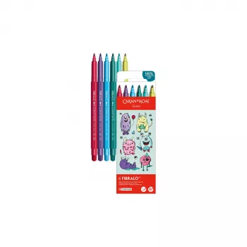 CARAN D'ACHE Fibralo Kawaii Monsters fixky, sada 6 ks, na vodnej báze, vodou riediteľný atrament, použiteľné suché alebo mokré (185.801)