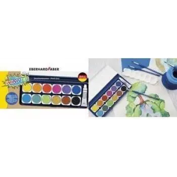 Faber-Castell Eberhard Faber WINNER vodové farby, 12 žiarivých farieb, priehľadné odnímateľné viečko 578314