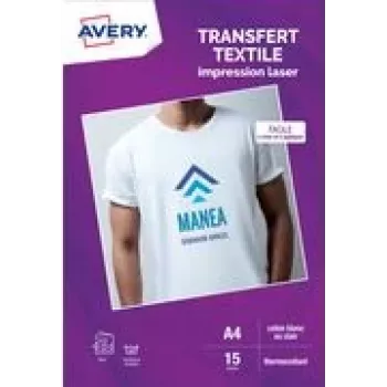 Avery transferový papier na tričká A4 biely pre svetlé látky, laserové tlačiarne, 15 listov (C9403-15)