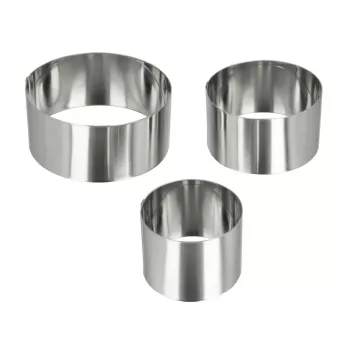 Metaltex Okrúhle kuchynské krúžky z nehrdzavejúcej ocele, sada 3 ks, strieborné, výška 45 mm 204536010