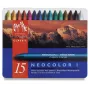 Caran d'Ache Neocolor I voskovky, 15 rôznych farieb, okrúhle, papierový obal, plechová škatuľka 7000.315
