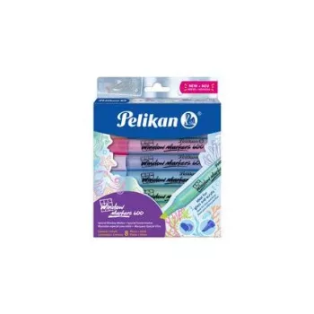 Pelikan fixka na okná 600, sada 8 ks, sortiment farieb, na vodnej báze, zotierateľná vlhkou handričkou na sklo, zrkadlá, okná - 1 sada (400205347)