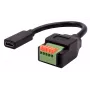 EXSYS EX-49122 USB-C konektor samica na 5-pin svorkovnicový adaptér s tlačidlom, USB 2.0, 15 cm