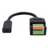 EXSYS EX-49122 USB-C konektor samica na 5-pin svorkovnicový adaptér s tlačidlom, USB 2.0, 15 cm