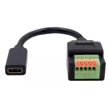 EXSYS EX-49122 USB-C konektor samica na 5-pin svorkovnicový adaptér s tlačidlom, USB 2.0, 15 cm