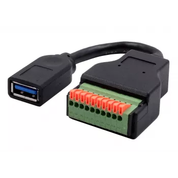 EXSYS EX-49126 adaptérový kábel USB-A konektor samica na 10-pinový terminálový blok s tlačidlom, USB 3.2 Gen 1, 15 cm