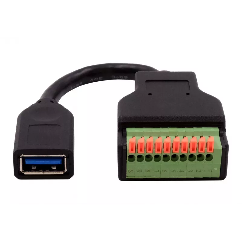 EXSYS EX-49126 adaptérový kábel USB-A konektor samica na 10-pinový terminálový blok s tlačidlom, USB 3.2 Gen 1, 15 cm
