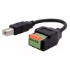 EXSYS USB-B konektor samec na 5-pinový terminálový blok adaptérový kábel s tlačidlom, USB 2.0, 15 cm EX-49131