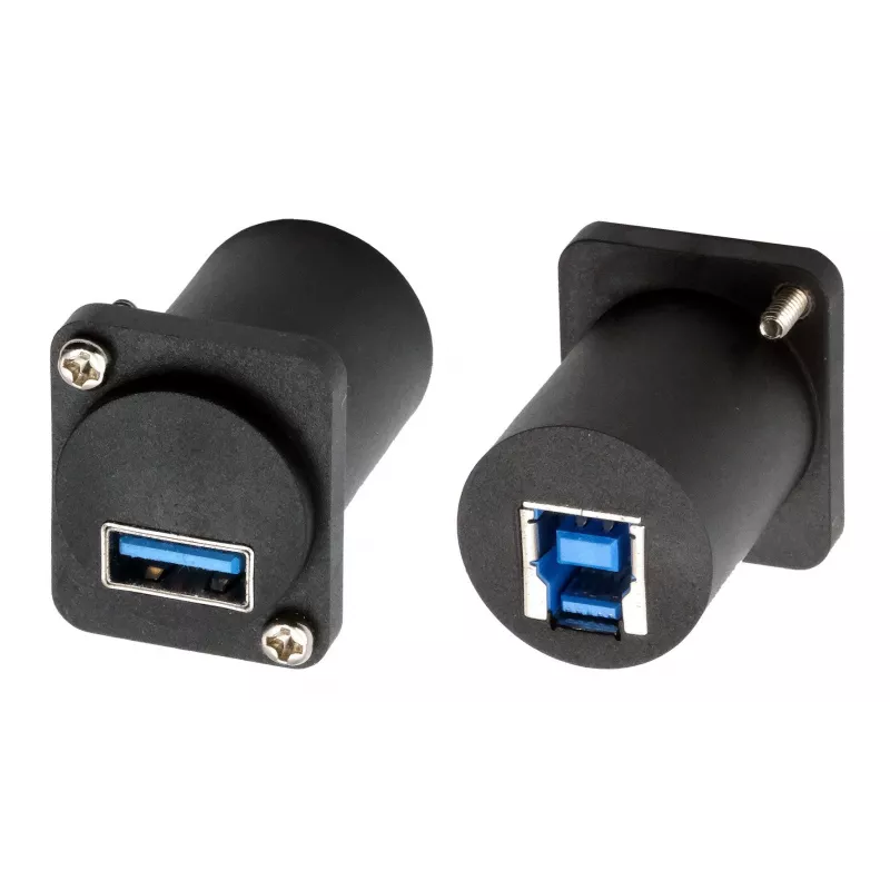 EXSYS EX-49155 USB 3.2 Gen 1 D-typ zabudovateľný adaptér, USB-A konektor samica na USB-B konektor samica