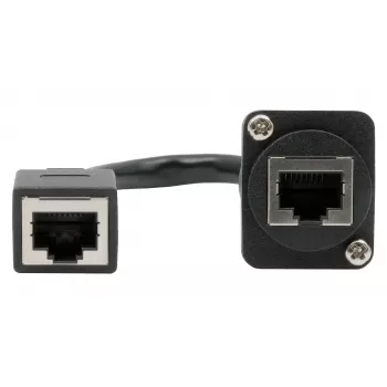 EXSYS D-typ zabudovateľná RJ45 spojka, konektor samica na konektor samica, CAT.5e, 20 cm, tienená, čierna EX-49160