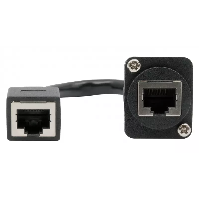 EXSYS D-typ zabudovateľná RJ45 spojka, konektor samica na konektor samica, CAT.5e, 20 cm, tienená, čierna EX-49160