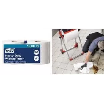 TORK univerzálna utieracia rolka, 2-vrstvová, biela, 170 m – extra silná, vysoká absorpcia oleja, vody, tuku a mazív – 1 rolka (130062)