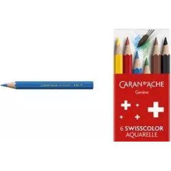 Caran d'Ache Swisscolor Aquarelle vodou riediteľné farebné ceruzky, sada 6 ks, céder, šesťhranné 1286.806
