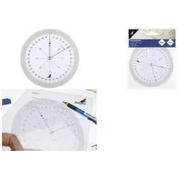 KANGARO K-4120100 Kurzové pravítko, 126 mm, transparentné, 360° delenie, 2 otočné kotúče