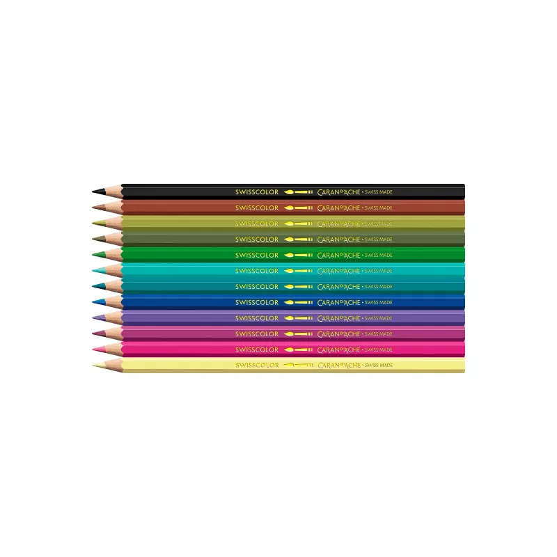 Caran d'Ache Swisscolor Kawaii Monsters vodou rozmývateľné pastelky, sada 12 ks, šesťhranné cedrové drevo 1285.801