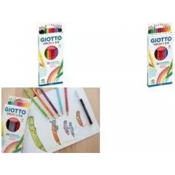 GIOTTO COLORS 3.0 šesťhranné farebné pastelky, 24 rôznych farieb, 3,0 mm tuhy, kartónové puzdro F276700