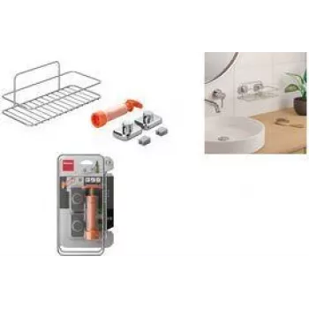 Metaltex Reflex Luxy Vacuum-Fix nástenná polica strieborná 1-poschodová 403329000