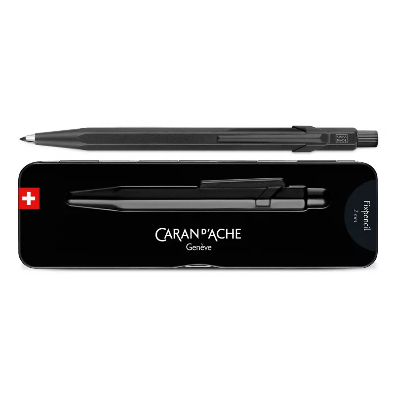 CARAN D'ACHE Fixpencil BLACK CODE držiak tuhy, 2 mm, matne čierne šesťhranné hliníkové puzdro 22.496