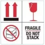 RILLPRINT 76930 FRAGILE / DO NOT STACK výstražné etikety, permanentné lepidlo, papier, biela/červená/čierna, 100 x 50 mm, 500 etikiet na rolku