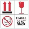 RILLPRINT 76930 FRAGILE / DO NOT STACK výstražné etikety, permanentné lepidlo, papier, biela/červená/čierna, 100 x 50 mm, 500 etikiet na rolku