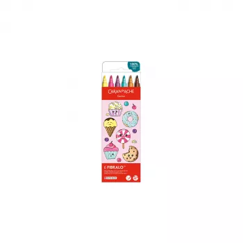 CARAN D'ACHE Fibralo Kawaii Candy fixky, sada 6 ks, na vodnej báze, vodou riediteľný atrament, použiteľné suché alebo mokré (185.802)