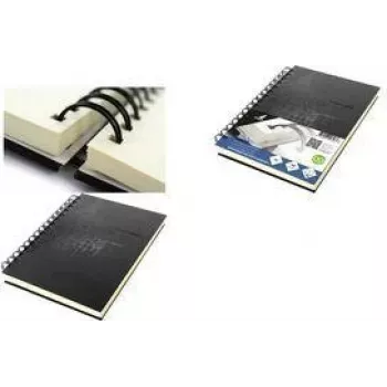 Kangaro Design špirálový skicár A5, 80 listov, 140 g/m², bez kyselín krémovobiely papier, čierny Hardcover obal K-5577