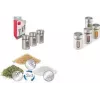 Metaltex Shake Line sada na korenie, 3 diely, sklo s nerezovými a plastovými otočnými viečkami, každý 100 ml 259851000