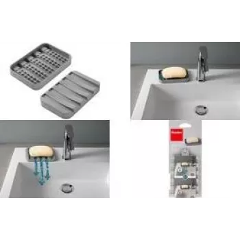Metaltex Gravity-Soap miska na mydlo, sivá, PEVA/EVA, obojstranná, 1 kus 297019000