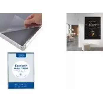 EUROPEL Economy A3 strieborný eloxovaný hliníkový skladací rám, 25 mm zaoblený profil, antireflexné PVC, nástenná montáž 355093