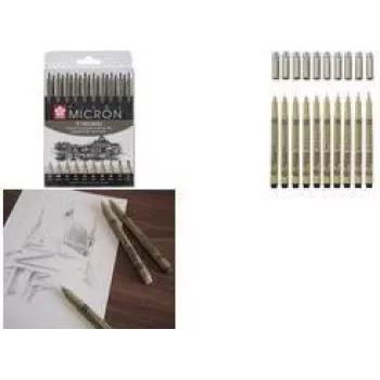 SAKURA Pigma Micron fineliner sada, 10 čierna, šírky línií 0,15–0,70 mm, POXSDK10A