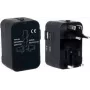 PAVO univerzálny cestovný adaptér s USB nabíjaním (US/AU/EU/UK), čierny 8025329