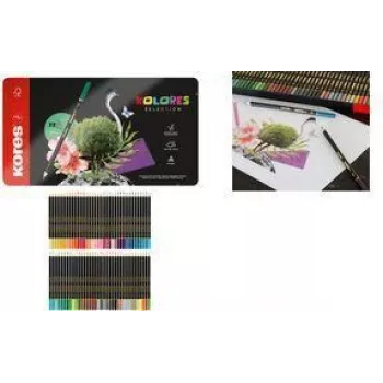 Kores KOLORES SELECTION trojuholníkové pastelky, sada 72 ks v lipovom puzdre BB93372