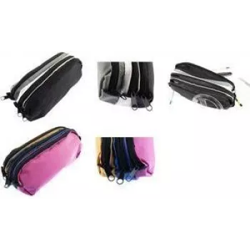 KANGARO K-56401 oválne peračník s 3 vreckami na zips, polyester, sivý/biely/čierny