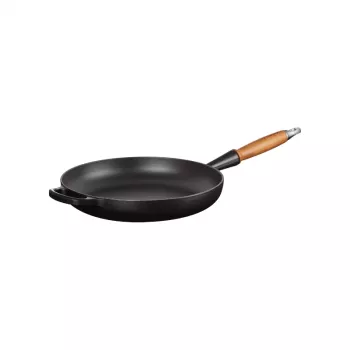 LE CREUSET liatinová panvica s drevenou rukoväťou Ø28cm matná čierna