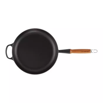 LE CREUSET liatinová panvica s drevenou rukoväťou Ø28cm matná čierna