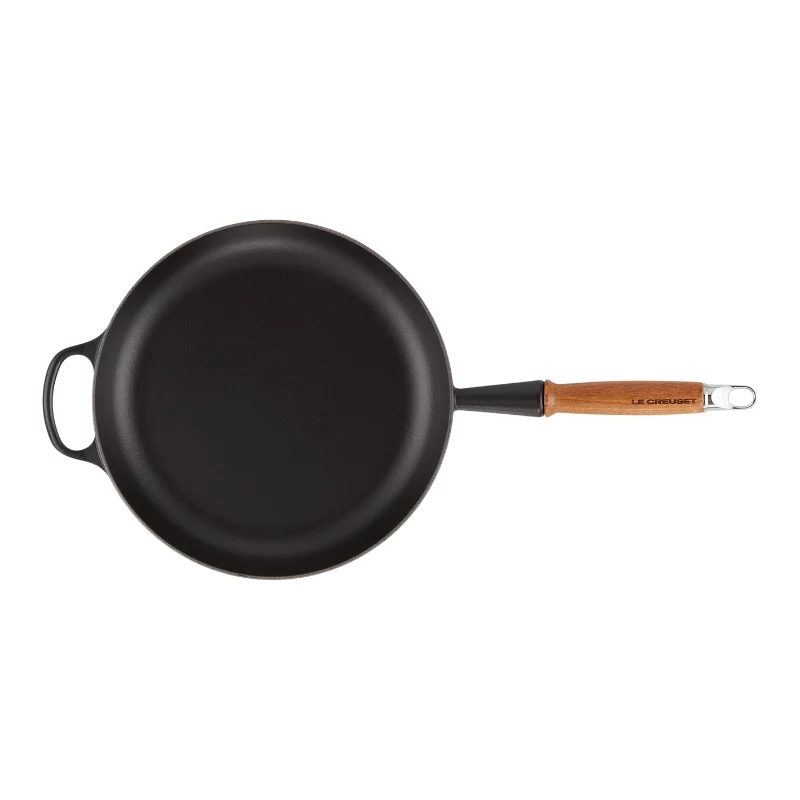 LE CREUSET liatinová panvica s drevenou rukoväťou Ø28cm matná čierna